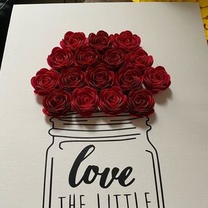 canvas with vinyl and paper flowers